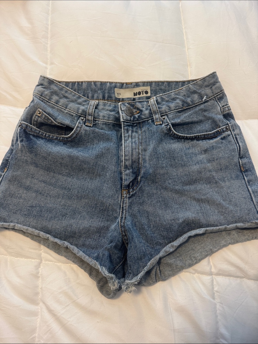 Topshop MOTO Vintage Light Blue Denim Shorts
